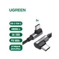 Кабель UGREEN US323Type C угловой (90) to Type C угловой (90) 3A PD 60W в оплетке 2 м, цвет черный (70531)