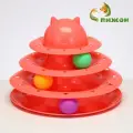 Игровой комплекс «Пижон» для кошек с 3 шариками, 24.5×24.5×13 см, розовый
