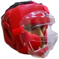 Ш35sИВ Шлем с маской для единоборств, иск. кожа (S), красный