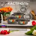 Набор кастрюль эмалированных Лысьвенские эмали Татьяна 3шт (1,45л, 2,9л, 4,3л) для индукционных и всех типов плит