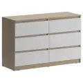 Комод Челси Белый-Дуб сонома МиФ/ Комод на 6 ящиков/Комод для одежды