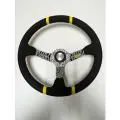 Руль с глубоким вылетом замша тюнинг 35 см черный