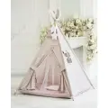 Вигвам для девочек, с ковриком, хлопок/дерево, бежевый, для игр и сна