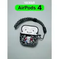 Чехол на airpods 4, для наушников айрподс 4, защитный кейс силикон soft-touch , с принтом