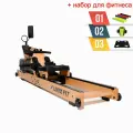 Гребной тренажер UNIX Fit Wood Rower Light, древесина бука, складной, до 120кг, 8 программ + в подарок набор для фитнеса