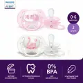 Пустышка силиконовая ортодонтическая Philips Avent ultra soft SCF222/02 0-6 м, 2 шт., розовый/белый, 2 шт.