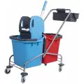 Тележка уборочная Brabix 2 съемных ведра по 25 л, механический отжим, корзина