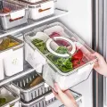 Органайзер для овощей и фруктов в холодильник Контейнер пищевой пластиковый с крышкой, герметичный, 2 в 1
