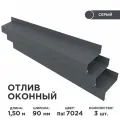 Отлив оконный ширина полки 90мм/ отлив для окна / цвет серый(RAL 7024) Длина 1,5м, 3 штуки в комплекте