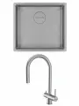 Комплект: Мойка для кухни KUCHENSTERN KRAFT 50 R-10 + Смеситель DRIM-FS из нержавеющей стали AISI 304, универсальный монтаж + ролл-мат