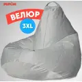 Кресло-мешок PUFON груша размер 3XL , серый , материал велюр