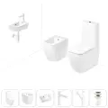 Унитаз-компакт Lavinia Boho One 202008960 в наборе 6 в 1: напольный унитаз с бачком и сиденьем микролифт, биде, раковина, донный клапан, сифон, смеситель (цвет набора матовый белый)