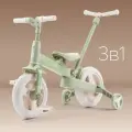50051, Беговел-трансформер KIDLY от Happy Baby, беговел двухколёсный, четырехколёсный велосипед, 3в1, оливково-бежевый