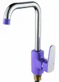 Смеситель на кухню Эверест B40-02720 с высоким изливом, картридж 35 мм, фиолетовый, крепление гайка