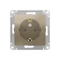 Розетка ATLASDESIGN, скрытый монтаж, с заземлением, со шторками, шампань. ATN000545 Schneider Electric