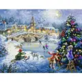 Алмазная мозаика на подрамнике/ Картина страз Зимние забавы 50х65 , сложность 5, цветов 24, Komas