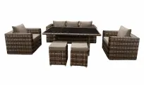 KALYMERA Комплект садовой мебели KAROLINA для дома и дачи Коричневый, искусственный плетеный ротанг