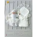 Комплект на выписку из роддома, 6 предметов, лето, молочный, размер 56