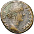 Монета Асс 141 Фаустина I Старшая Этернитас Римская Империя
