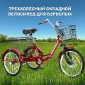 Трехколесный велосипед взрослый красный складной РВЗ Чемпион 20
