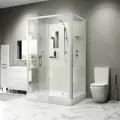 Душевая кабина Niagara Standart ST120/90/15Q/BK (120х90х210) прямоугольник, поддон 15см, распашная, проф. белый, без крыши,3 места
