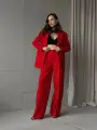 Костюм классический MATRESHKA_LOVE Комплект классический женский, брюки палаццо, деловой офисный стиль, пиджак удлиненный, оверсайз, размер 50, красный