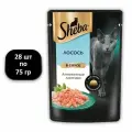 (28 ШТ.) 75 гр, Sheba, Корм влажный, для кошек, ломтики в соусе, лосось