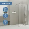 Душевая перегородка 80х195 см. Ulitka Walk In Prisma стекло прозрачное, профиль хром