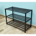 Обувница этажерка подставка для обуви 650 300 450 в прихожую узкая металлическая черная Лофт