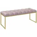 Банкетка ALBA, золотой каркас, сидение велюр цвет Dusty Pink каретная стяжка, 110х40х45 см.