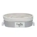 Корзина для хранения Кантри, серая, Д320 Ш220 В100, текстиль/джут