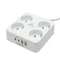 Сетевой фильтр Cablexpert Plate 4 розетки 10А 2xType-C PD 20Вт 2xUSB 3 метра уровень защиты 4+ белый