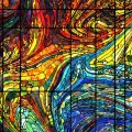 Витражная самоклеящаяся пленка для окон / стёкол. Волны разноцветные. 70х140 см.