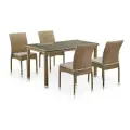 Комплект плетеной мебели Афина T256B/Y380B-W65 4Pcs Light Brown