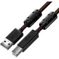 GCR Кабель PROF 5.0m USB 2.0, AM/BM, черно-прозрачный, ферритовые кольца, 28/24 AWG, экран, армированный, морозостойкий, GCR-52419 GCR-52419