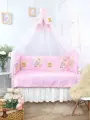 Бортики в кроватку и постельное белье для новорожденных для девочек Сафари (1216 розовый)