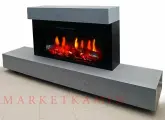 Электрокамин BINELLI(Бинелли серый дуб) Современный дизайн с боковыми полками. Габариты (ШxВxГ): 2000х900х400 мм
