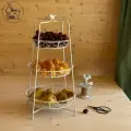 Этажерка (белая) фруктовница трехъярусная металлическая три съемные плетеные корзины