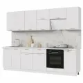 Кухонный гарнитур, без столешницы, Кухня Ксения 280см Белый / Белый глянец