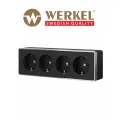 Розетка четверная с заземлением и шторками Werkel Gallant W5072258 черный/хром, IP20