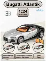 Машинка металлическая инерционная, игрушка детская для мальчика коллекционная масштабная модель 1:24 Bugatti Atlantic ; Бугатти Атлантик с дымом серый; черный