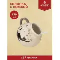 Солонка с ложкой парижские коты 9,5х9,5 см высота 10 см / 170 мл Agness (358-1748)