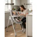 Стульчик для кормления детский UNIX Kids Torino стульчик - шезлонг для детей до 25 кг, 4 поворотных колеса, светло серый