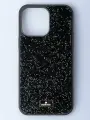Чехол Swarovski, для iPhone 15, ударопрочный, силикон, защита камеры, черный