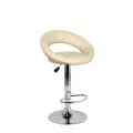 Барный стул высокий, регулируемый, бежевый, экокожа, металлический хромированный каркас, 1 шт