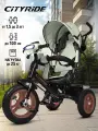 Велосипед детский трехколесный CITYRIDE с фарой, колеса надувные 12/10, поворотное сиденье, свет/звук, CR-B3-05GN