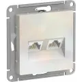 Розетка компьютерная двойная RJ45+RJ45 Schneider Electric AtlasDesign, механизм, категория 5E, цвет Жемчуг