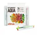 Набор двухсторонних акварельных маркеров Sketchmarker Aqua Citrus 24 цвета в пластиковом кейсе-пенале