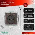 Розетка USB 16А A+C (5В/2,4А/3,0А 2х5В/1,5А) Мокко, Systeme Electric AtlasDesign