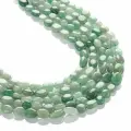 Авантюрин зеленый, бусины для рукоделия, галтовка 6-8 мм, на нитке от 45 шт